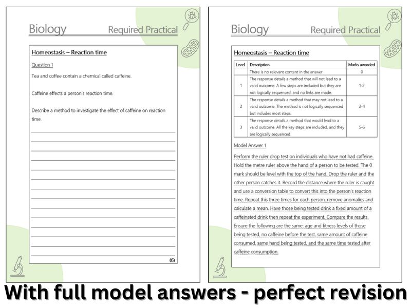AQA Reaction time Required practical extended response Q&A