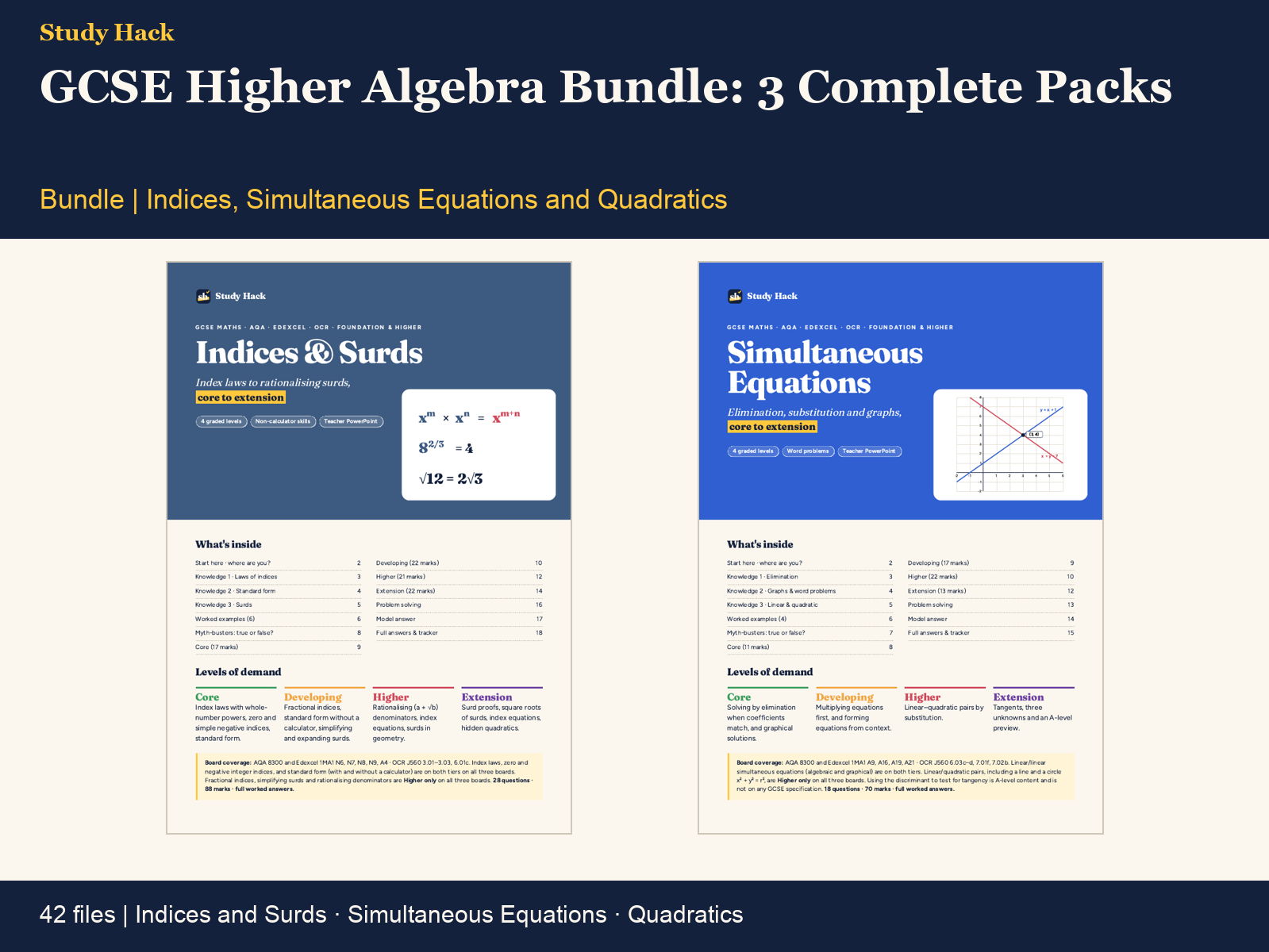 GCSE Higher Algebra Bundle: 3 Complete Packs