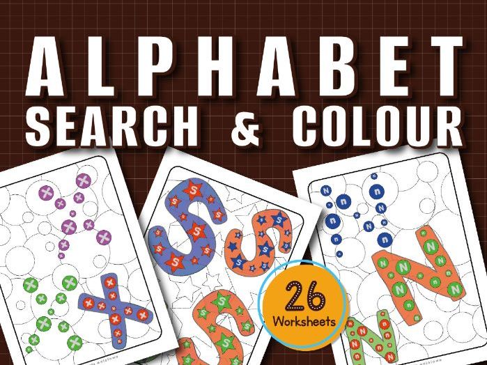 Alphabet Search & Color Worksheets