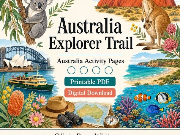 Australia Explorer Trail | Australia Activity Pages | Printable PDF | Digital Download