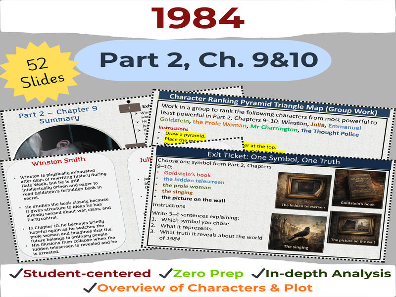 1984 by George Orwell PPT – Part 2 Chapters 9&10 | Lesson Slides & Activities
