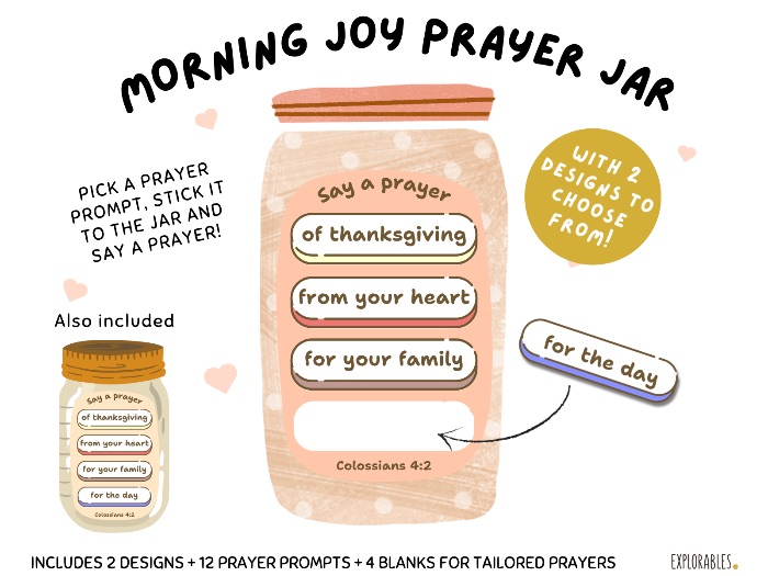 Morning Joy Prayer Jar Paper Prayer Jar Prayer Prompts For Children Kids Prayer Points Morning