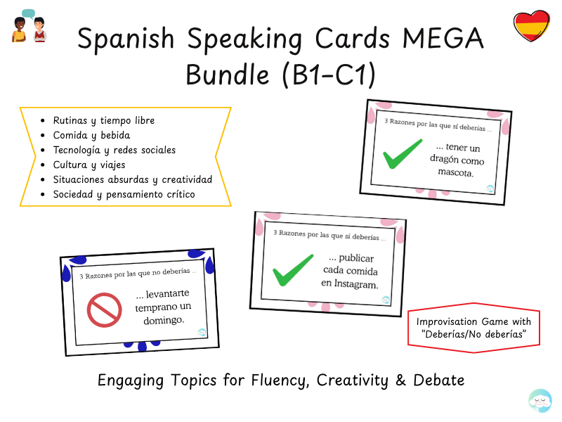 Spanish Speaking Cards MEGA Bundle (B1–C1) | Engaging Topics for Fluency, Creativity & Debate