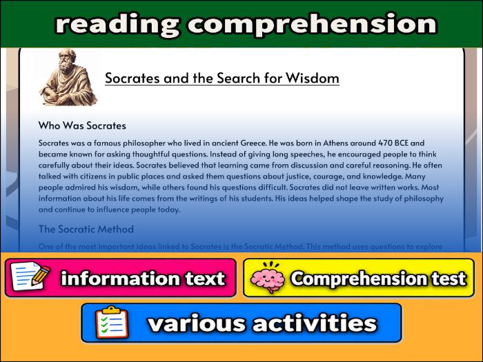 Socrates and the Search for Wisdom- Reading Comprehension, Worksheet & Activities