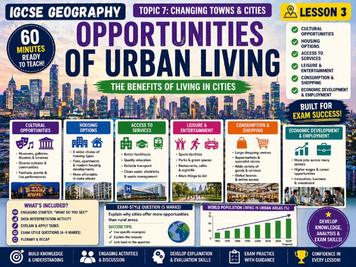 IGCSE Geography - Topic 7 - The opportunities of Urban Living (First exam 2027)