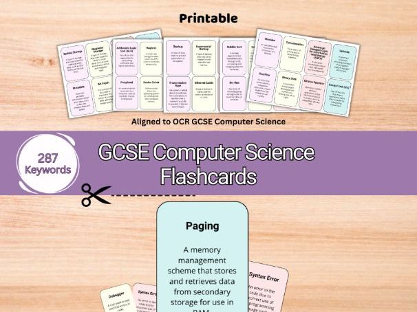 287 OCR/GCSE Computer Science Revision Flashcards (Printable)