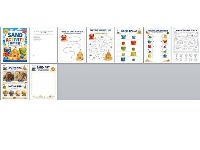Sand Play Worksheets & Activities for Pre-K