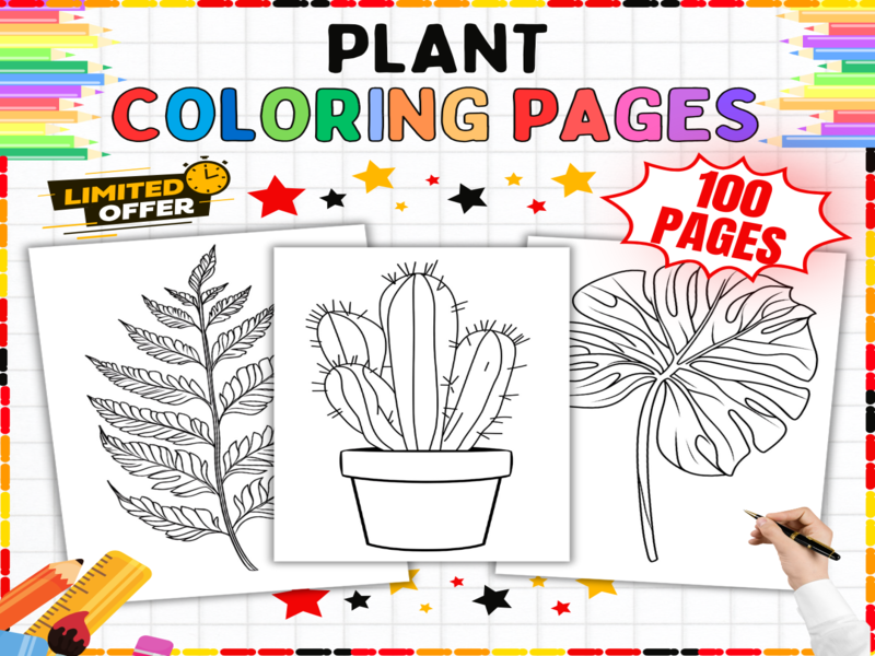 Plant Colouring Pages | 100 Nature Worksheets | Botanical Art Activities for Young Learners