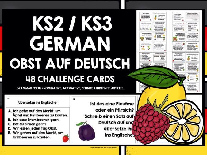 GERMAN FRUITS CHALLENGE CARDS