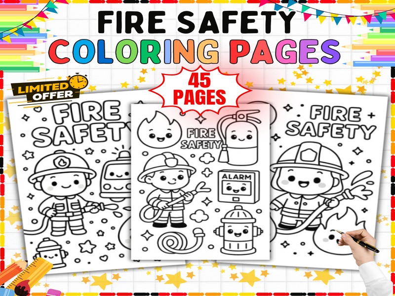 Fire Safety Coloring Pages | 45 Printable Sheets | Fire Prevention Week Activity