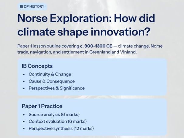 IB DP History Paper 1 Norse Exploration OUTLINE - How did climate conditions shape innovation?