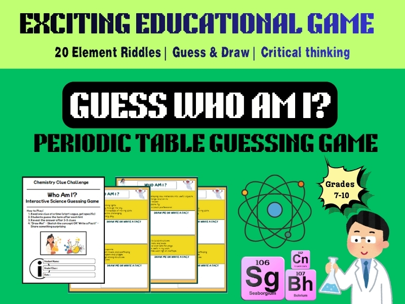 Element Detective: "Who Am I?" Periodic Table Guessing Game | Chemistry Activity & Elements Review