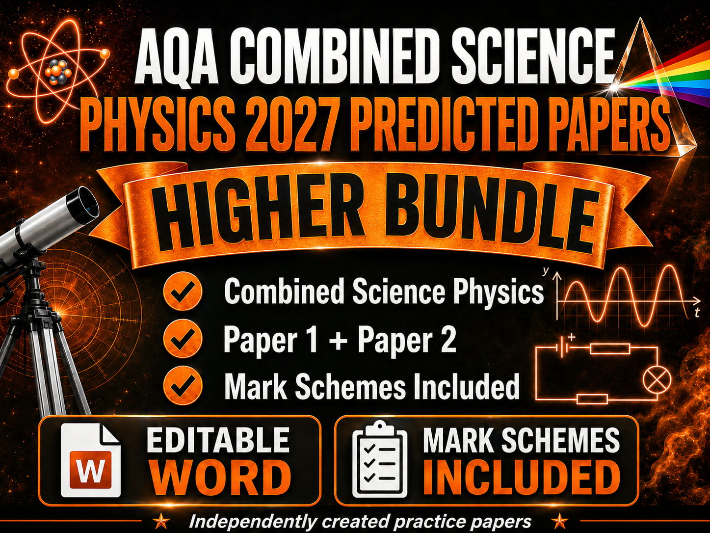 AQA Combined Science Physics Higher 2027 Predicted Papers Bundle