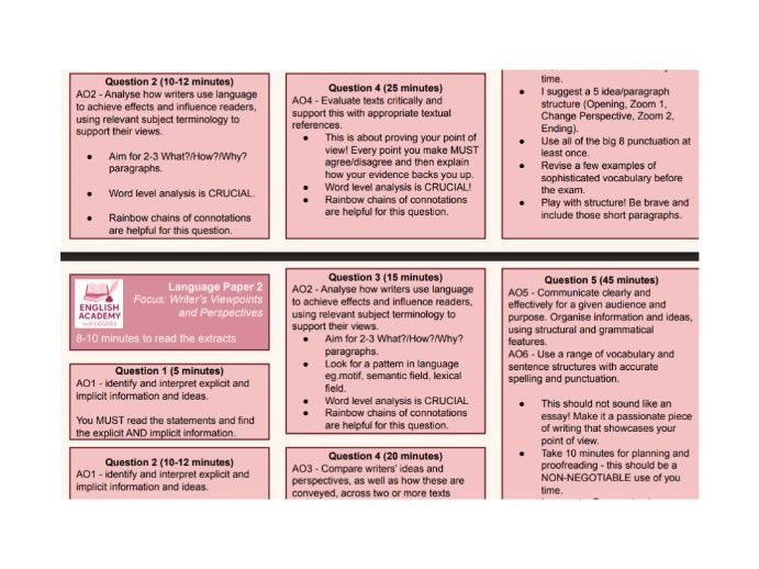 AQA GCSE English Knowledge Organisers