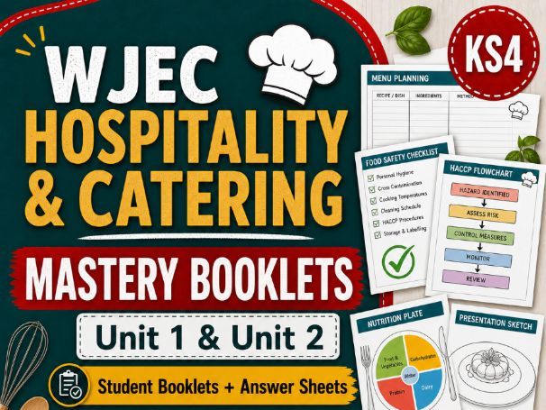 Hospitality and Catering Mastery Booklets | Unit 1 and Unit 2 | Student Booklets and Answer Sheets