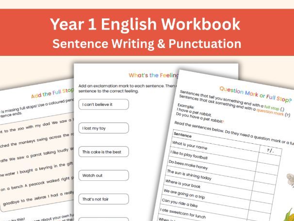 Year 1 Sentence Writing & Punctuation Workbook – Capital Letters, Questions & Early Writing