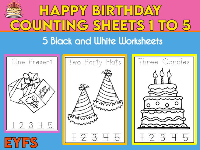 Counting to 5 Birthday Sheets