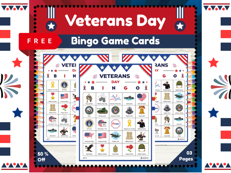Veterans Day Bingo Game Cards : Honor and celebrate our | Free Version