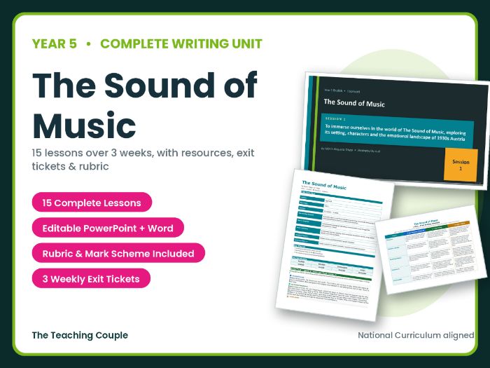 The Sound of Music | Year 5 English Unit | 15 Complete Lessons + Resources