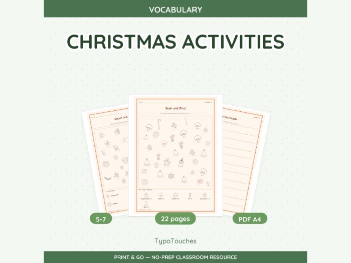 Christmas Activities | 22 No-Prep Sheets