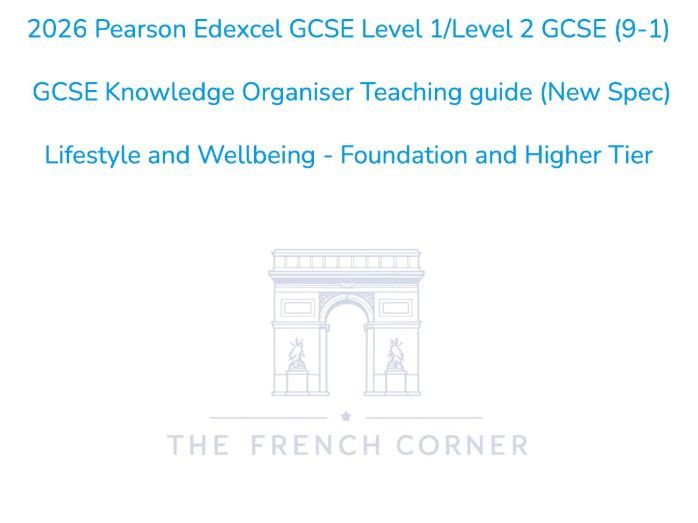 2026 Edexcel GCSE French KO + Writing Mat – Lifestyle and Wellbeing (French and English)
