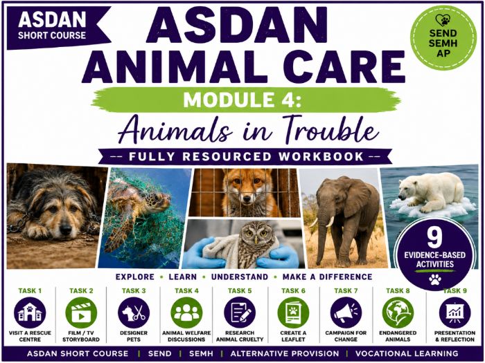 ASDAN Animal Care Short Course – Module 4: Animals in Trouble (4A1–4A9)