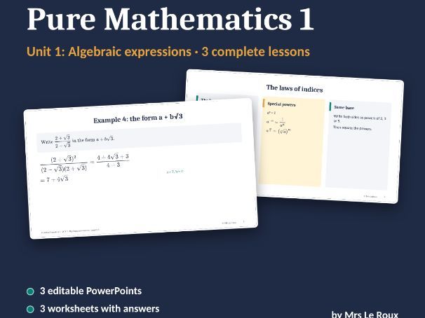 IAL P1 Algebraic Expressions (WMA11) – Edexcel IAL Unit 1: 3 Editable Lessons, Worksheets & Test
