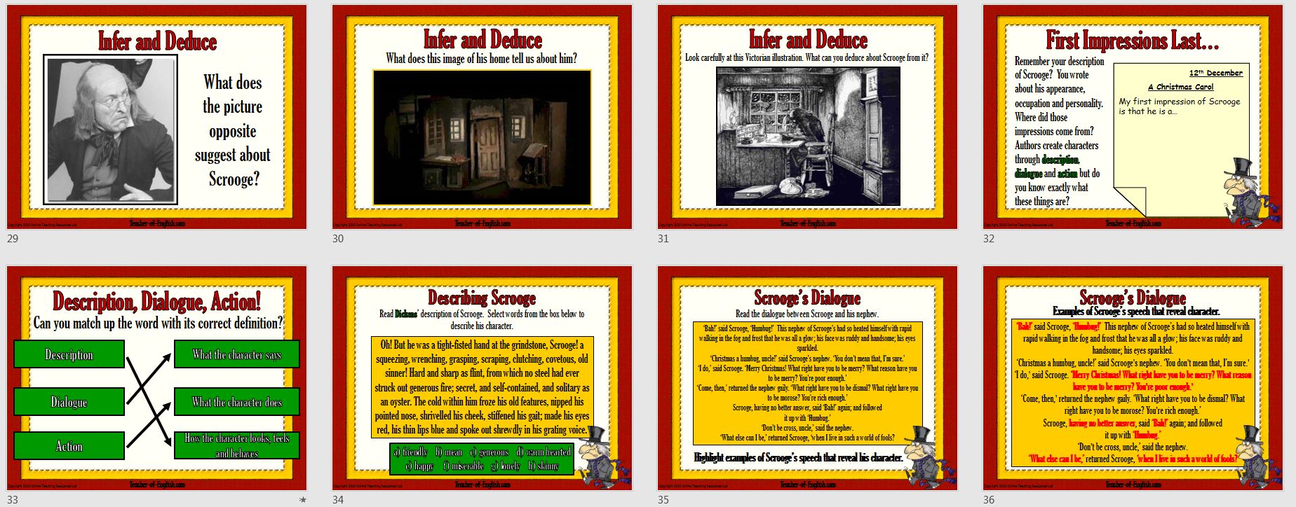 A Christmas Carol Year 7/8 Unit of Work Teaching Resources