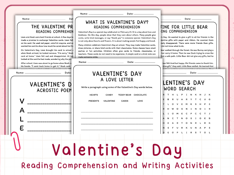 Valentine’s Day Reading & Activities (FREE)