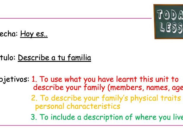 KS3 Spanish Family L10 Describe a tu familia (PPT+ PA)