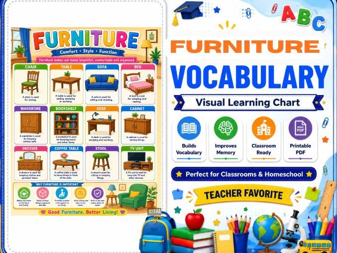 Make Furniture Vocabulary Easy to Teach | Large Classroom Vocabulary Chart