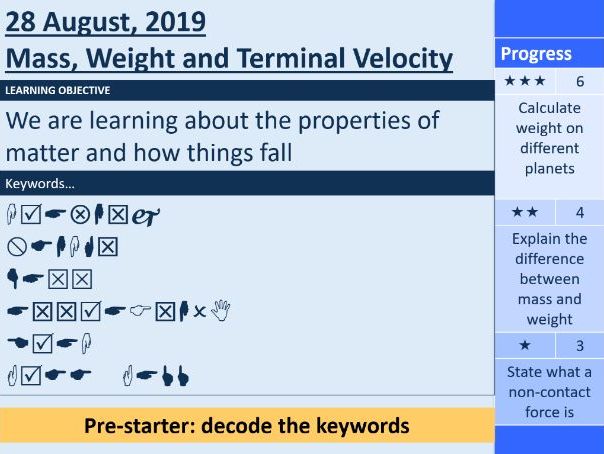 Mass, Weight and Terminal Velocity (GCSE Physics)