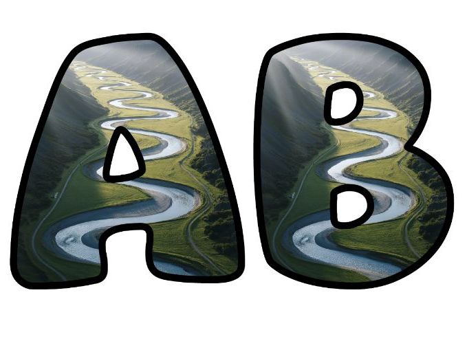 Winding River Humanites Lettering Set for Classroom Display | Upper & Lowercase, 0-9 and Signs