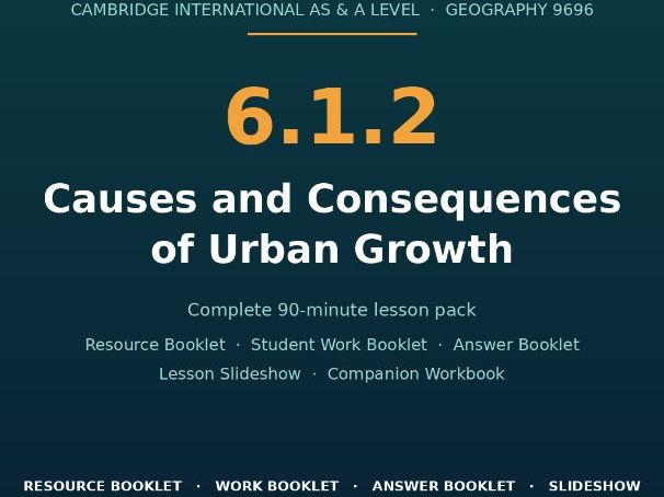 Cambridge International A Level Geography 9696 — 6.1.2 Causes and Consequences of Urban Growth