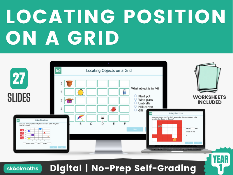 Locating Position on a Grid - Year 1 Interactive Digital Maths Activities