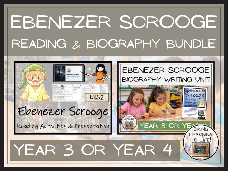 Ebenezer Scrooge Reading Comprehension & Biography Bundle | LKS2