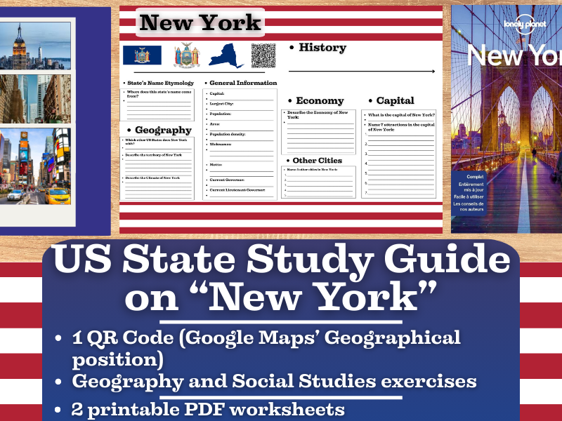 US State Study Guide Worksheets on New York
