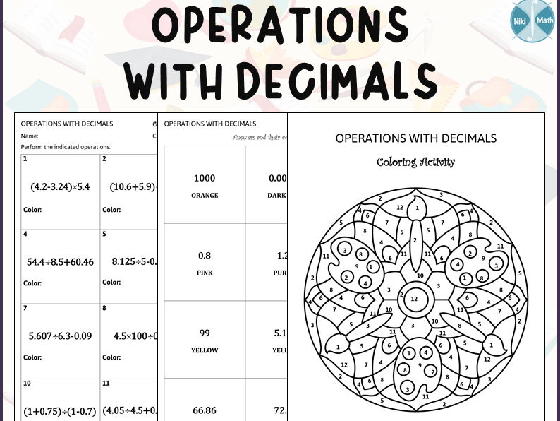 Operations with Decimals - Coloring Activity/Color by Code