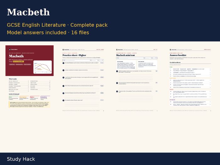 GCSE English Literature Macbeth Complete Revision and Teaching Pack