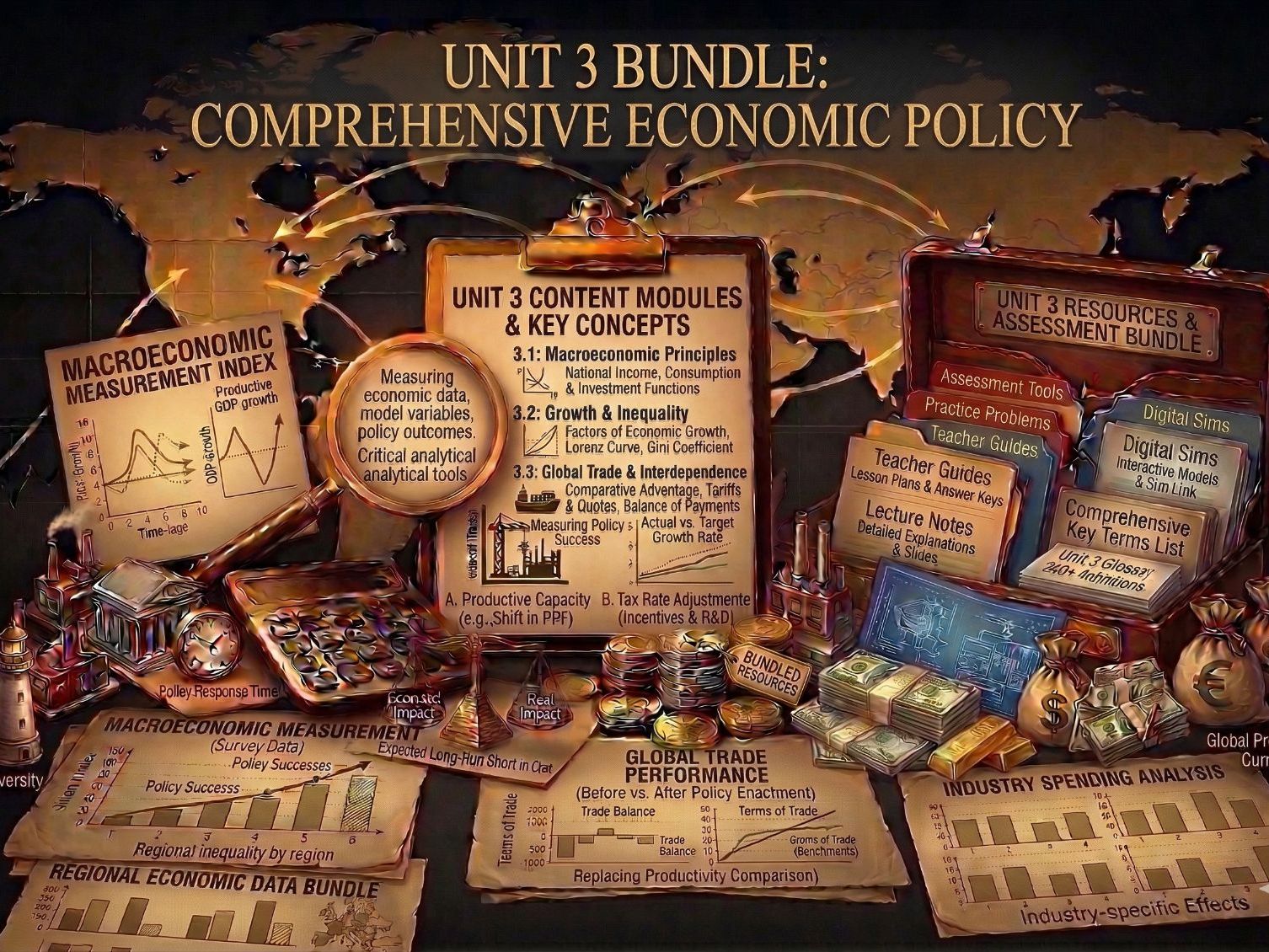 The Econ Blueprint | IB Economics Unit 3 Macroeconomics COMPLETE BUNDLE | 16 Lesson Pairs | SL & HL