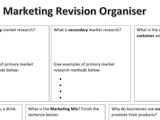 Marketing Revision Knowledge Organiser | BTEC Level 2 Business