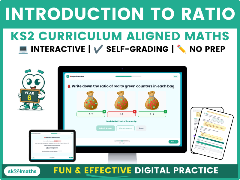Introduction to Ratio - Year 6 Interactive Maths Lesson with Self-marking Activities