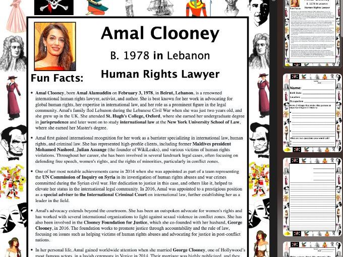 Amal Clooney PACKET & ACTIVITIES, Important Historical Figures Series
