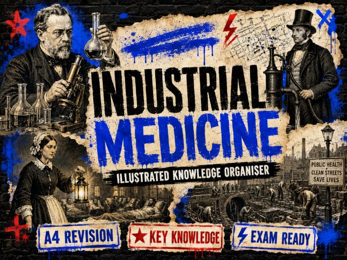 Industrial Medicine Knowledge Organiser | GCSE History | Illustrated A4 Revision Guide