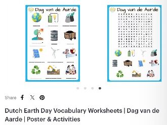 Dutch Earth Day Vocabulary Worksheets | Dag van de Aarde | Poster & Activities