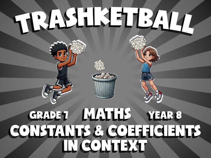 Constants & Coefficients in Context TRASHKETBALL Maths Game | No-Prep Year 8 Review Activity