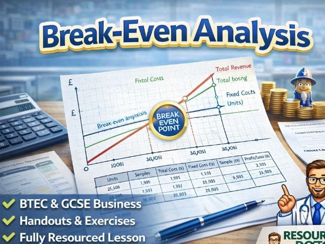 Break-Even Analysis Lesson + Graph Worksheet | GCSE BTEC