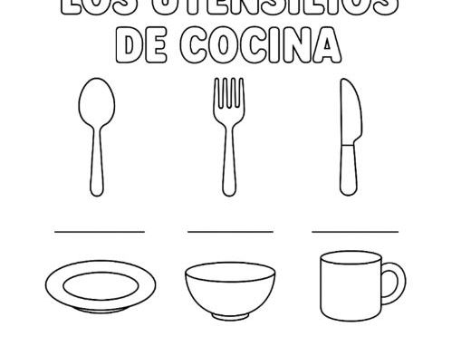 La Cocina Kitchen Spanish Vocabulary Coloring and Matching Worksheet