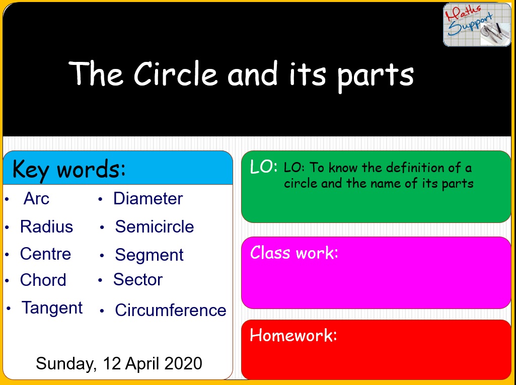 3.3 Circle definitions | Teaching Resources