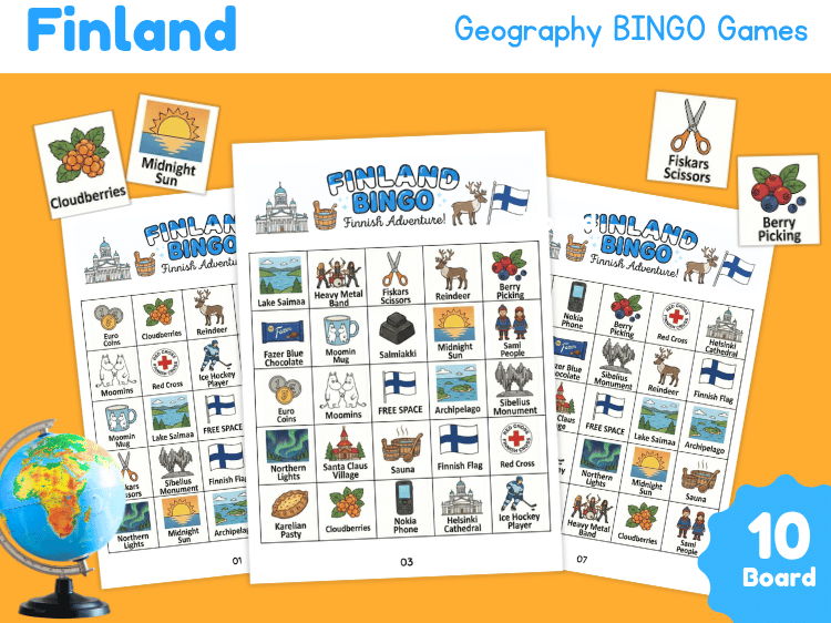 Finland Geography Bingo Game | Country & Culture Activity